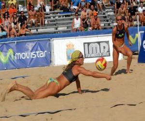 Puzzle Beach Volleyball - Παίκτης της εξοικονόμησης μια μπάλα στα μάτια του συντρόφου του