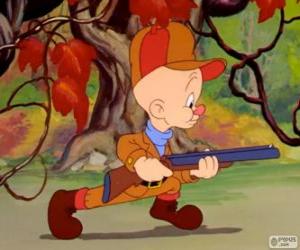 Puzzle Elmer Fudd, τον κυνηγό που προσπαθεί να κυνηγούν που σφάλματα Μπάνι