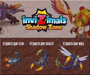 Puzzle Flameclaw Cub, Flameclaw Scout, Flameclaw Max. Invizimals Shadow Zone. Αυτό το πλάσμα που μοιάζει με σκορπιό είναι ο βασιλιάς της αιγυπτιακής ερήμου