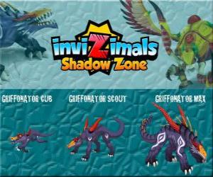 Puzzle Griffonator Cub, Griffonator Scout, Griffonator Max. Invizimals Shadow Zone. Τα ερπετά που κρύβονται στα ποτάμια της Ινδίας