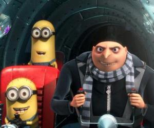 Puzzle Gru και του minions με τα στοιχεία ελέγχου του διαστημικού οχήματος