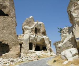 Puzzle Göreme National Park και σπήλαιο τοποθεσίες στην Καππαδοκία, Τουρκία.