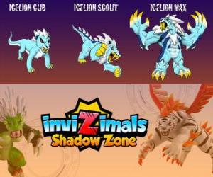 Puzzle Icelion Cub, Icelion Scout, Icelion Max. Invizimals Shadow Zone. Cehennem buz yapılmış gövde ile kutup bölgelerinde yaşayan yalnız bir avcı