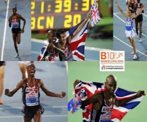 Puzzle Mo Farah 10000 πρωταθλητής m, Chris Thompson και Daniele Meucci (2η και 3η) του Ευρωπαϊκού Πρωταθλήματος Στίβου της Βαρκελώνης 2010