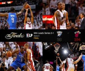 Puzzle NBA ημιτελικοί 2012, 4 th παιχνίδι, Οκλαχόμα Σίτι Κεραυνός 98 - Miami θερμότητας 104