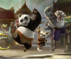 Puzzle Po με τους φίλους της φίδι, Fu Shifu και Tai Lung