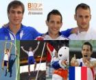 Renaud Lavillenie πρωταθλητής θόλο Πόλο, και Przemysław Masuryk Maxym Czerwiński (2η και 3η) του Ευρωπαϊκού Πρωταθλήματος Στίβου της Βαρκελώνης 2010