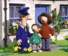 Πορτραίτο του Postman Pat και την οικογένειά του, η σύζυγός του Σάρα και ο γιος του Julian