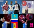 Ανδρικά 94 kg άρση βαρών πόντιουμ, Ίλυα Ilyin (Καζακστάν), Alexandr Ivanov (Ρωσία) και Ανατόλι Ciricu (Μολδαβία) - London 2012-