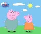 Οι γονείς του Peppa Pig, το περπάτημα κάτω από τον ήλιο