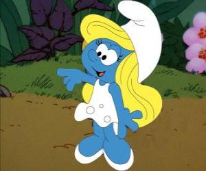 Puzzle Smurfette να κάνετε μια βόλτα στο δάσος