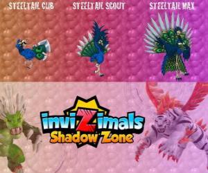 Puzzle Steeltail Max. Invizimals Shadow Zone. Spectacular πουλί, η ουρά του είναι ένα ισχυρό όπλο από φτερά χάλυβα