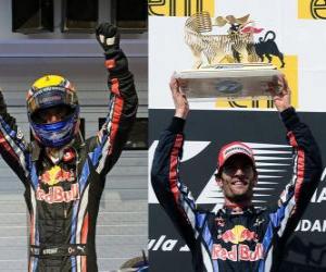 Puzzle Webber πανηγυρίζει τη νίκη του στο Hungaroring, Grand Prix της Ουγγαρίας (2010)