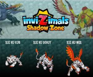 Puzzle Xue Hu Cub, Xue Hu Scout, Xue Hu Max. Invizimals Shadow Zone. Η άσπρη τίγρη του ουρανού είναι η τέταρτη φρουράς στο μνημείο του Δράκου αυτοκράτορα και το πιο ισχυρό