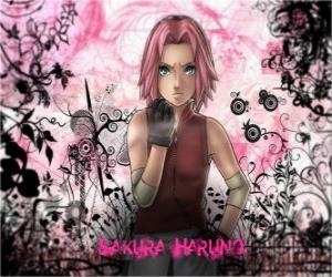 Puzzle Η ninja Haruno Sakura, Χάρουνο Σάκουρα είναι η μόνη γυναίκα στην ομάδα 7, ομάδα