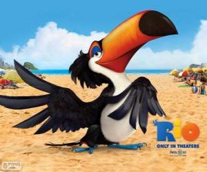 Puzzle Η ειρηνική και σοφός Toucan Rafael, ένας από τους πρωταγωνιστές της ταινίας του Ρίο