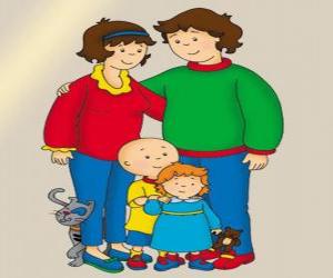 Puzzle Οικογένεια Πορτρέτο του Caillou, Rosie μικρή αδελφή του, Μπόρις πατέρα του, η μητέρα του Doris και Gilbert η γάτα