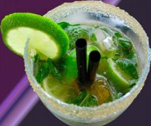 Puzzle Το δημοφιλές κοκτέιλ mojito είναι ντόπιος της Κούβας, από ρούμι, ζάχαρη (ή σιρόπι ζάχαρης), ασβέστη, μέντα, δυόσμο ή και ανθρακούχο νερό.