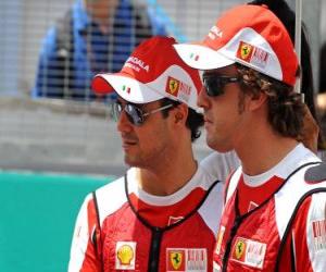 Puzzle Φελίπε Μάσα, Φερνάντο Αλόνσο - Ferrari - Sepang 2010