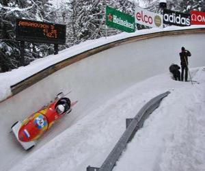 Puzzle Φθίνουσα σε ένα έλκηθρο ή bobsled δύο πλήρωμα