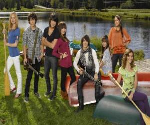 Puzzle Χαρακτήρες στο Camp Rock Τες, Nate, Shane, Mitchie, Τζέισον, Ella, Πέγκυ και Caitlyn